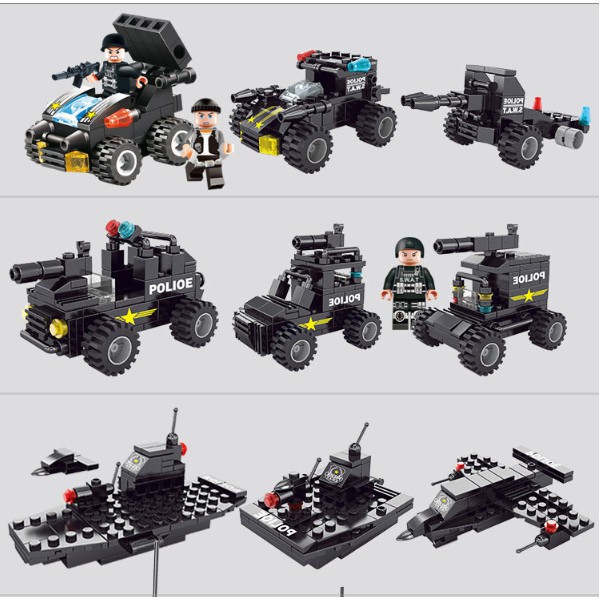 Đồ chơi Lego Lắp ráp xếp hình Xe cảnh sát đặc nhiệm S.W.A.T 8 trong 1 - Qui Fei 5020 - Toys 8 in 1