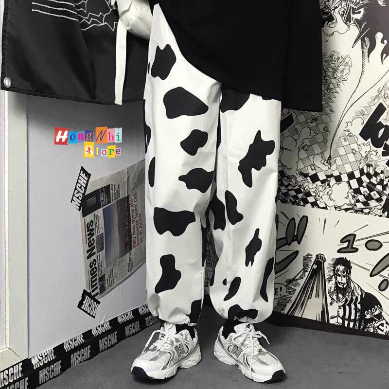 Quần Jogger 3D Ulzzang Unisex Jogger Loang Màu Con Bò Dây Rút Lai Ống Rộng - MM