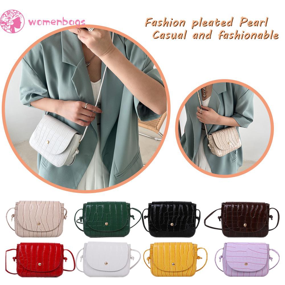 READY√Retro Women Stone Pattern PU Pure Color Shoulder Messenger Bag Mini Handbag