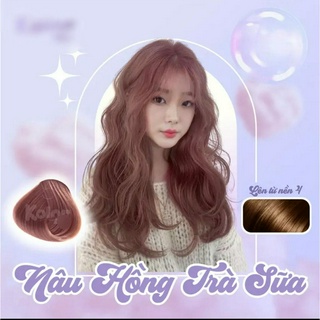  Thuốc Nhuộm Tóc Tại Nhà Màu NÂU HỒNG TRÀ Không Tẩy Tặng kèm Oxy và Găng tay 