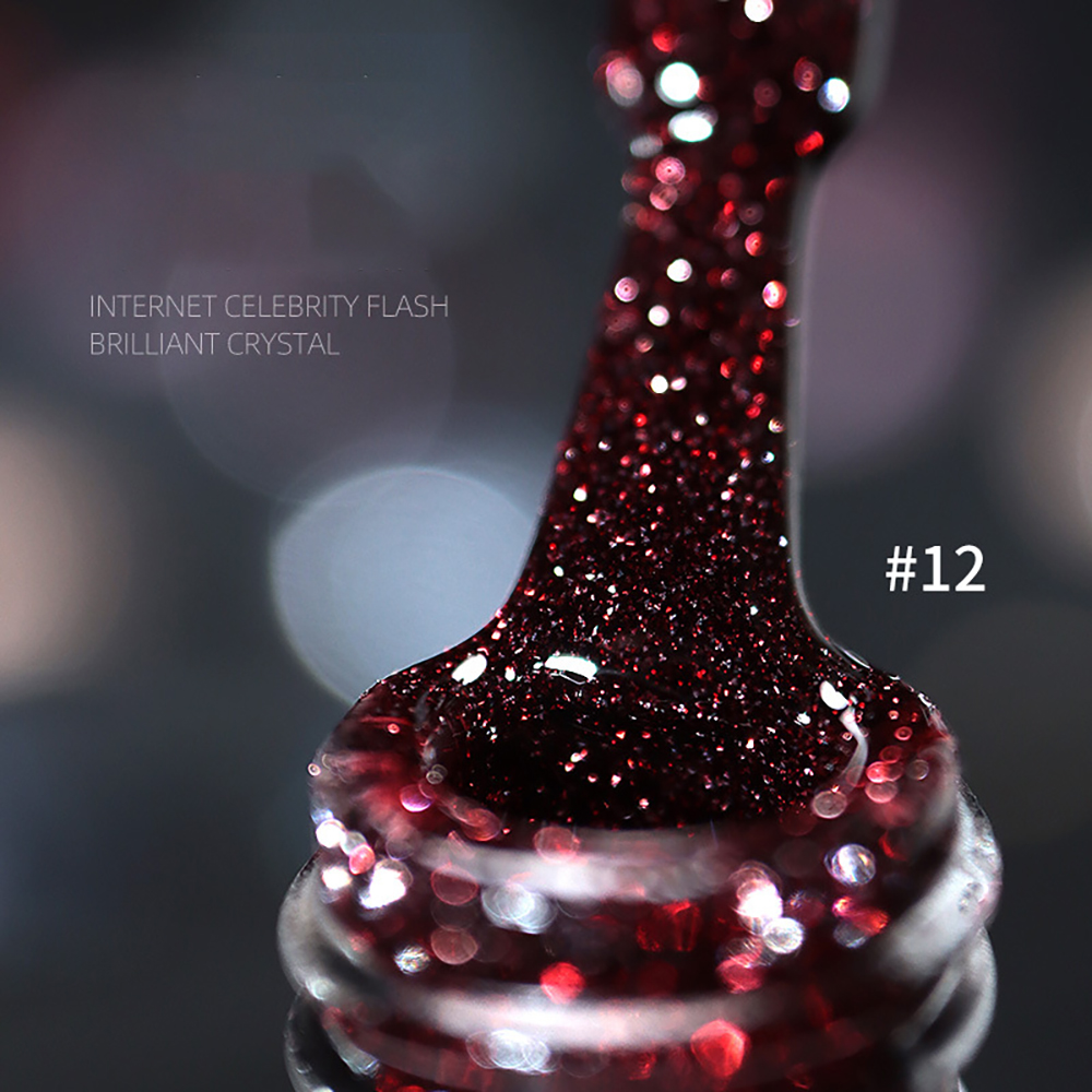 Lọ Sơn Móng Tay 12 Màu Lấp Lánh Lâu Trôi Không Độc Hại 10Ml DIY