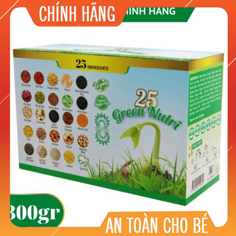 [ CHÍNH HÃNG 100%] Sữa hạt ngũ cốc 25 Green Nutri - Hộp 300gr/12 gói