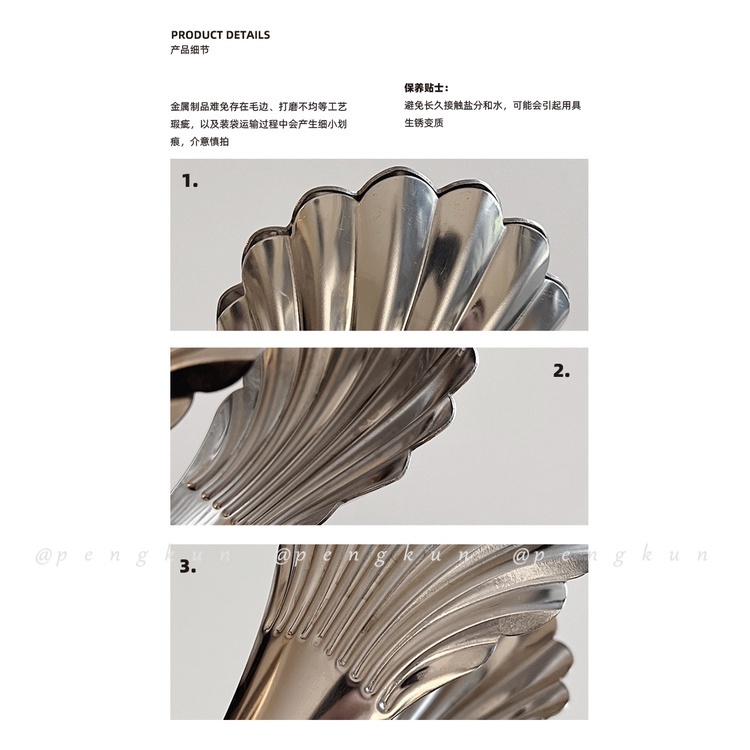 Kẹp Gắp Thức Ăn Bằng Thép Không Gỉ Hình Vỏ Sò Tiện Dụng