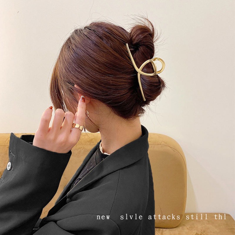 Kẹp Cua Kẹp Tóc Kim Loại Cỡ Lớn Xinh Xắn Cho Nữ Phong Cách Retro Hàn Quốc