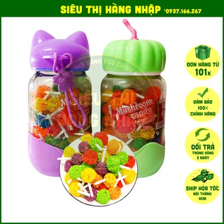 [Hũ 100 cái] Kẹo mút dẻo trái cây 6 vị Sugar Town HongKong 500g, kẹo nấm cầu vồng màu sắc cho bé