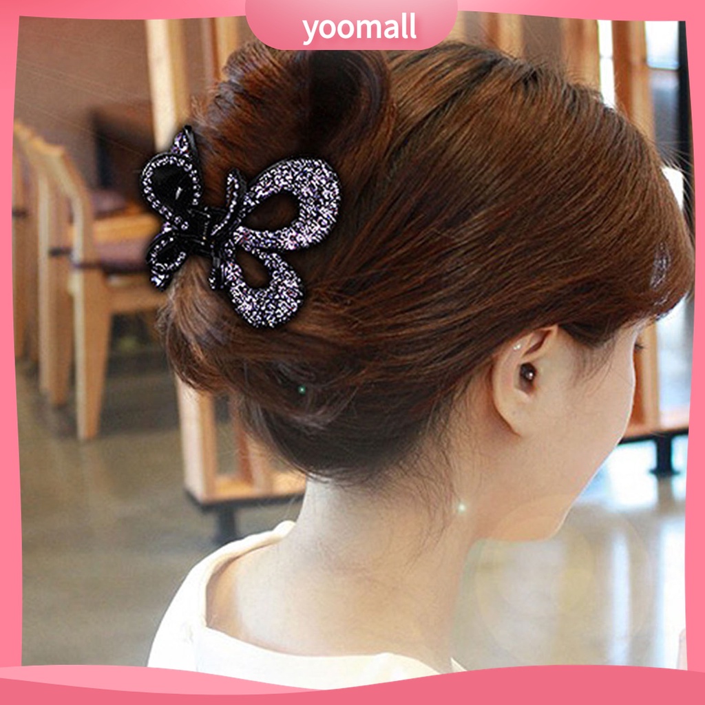Yomall♡ Kẹp Tóc Càng Cua Đính Đá Hình Bướm Bằng Nhựa Cho Nữ