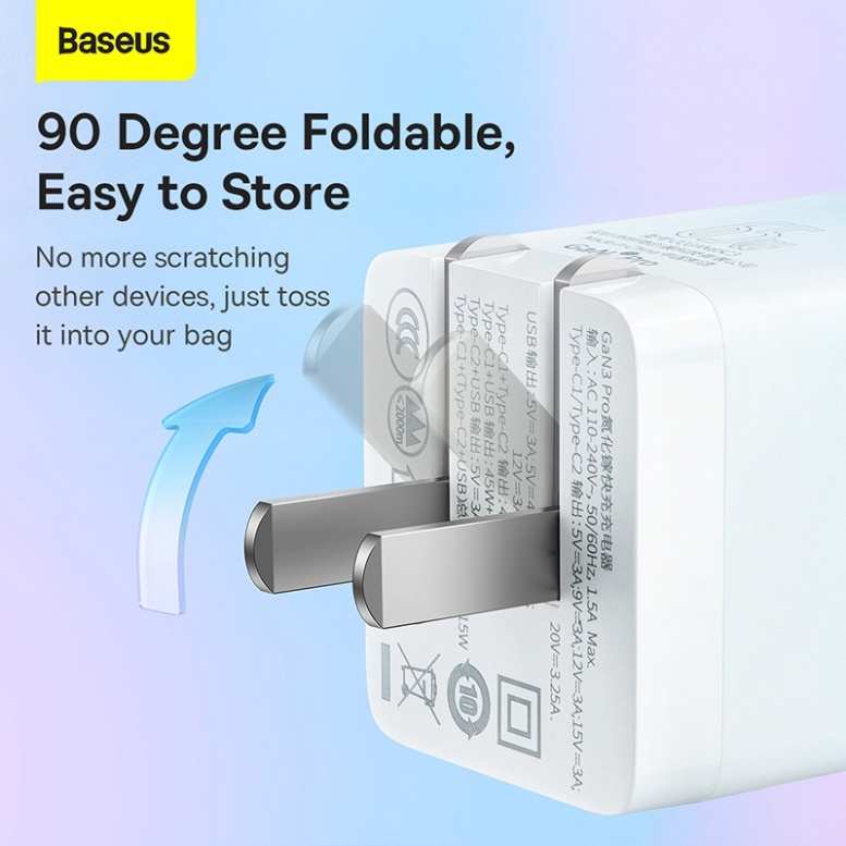 Bộ sạc nhanh Baseus GaN3 Pro Quick Charger 65W  Phiên bản 2022