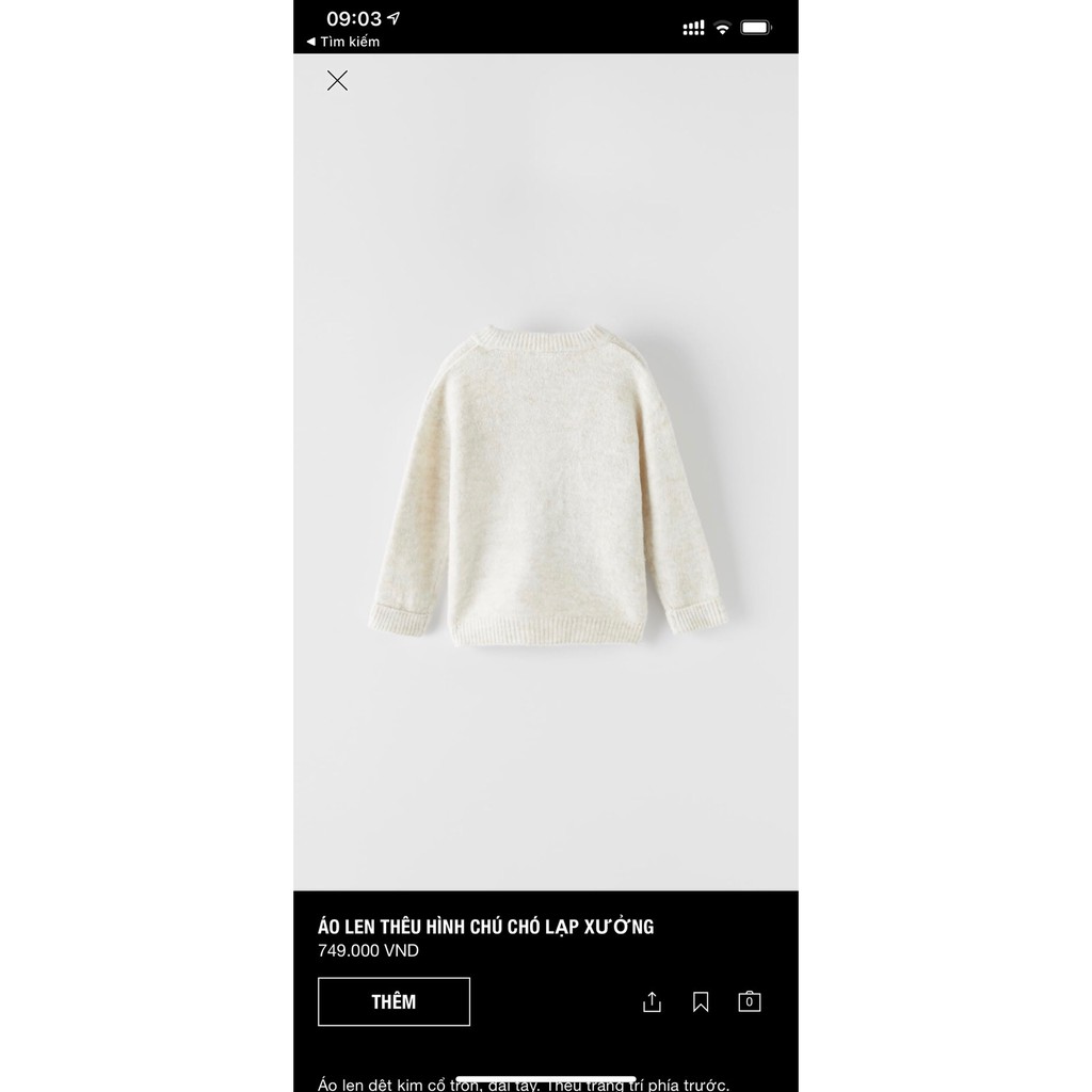 Áo len Zara dư xịn hình chú chó