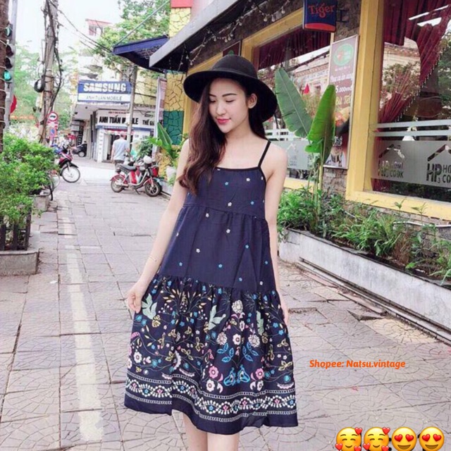 Váy thổ cẩm phong cách Boho vintage (ảnh mẫu thật)