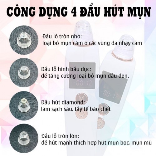 Máy hút mụn pin sạc cao cấp 4 đầu thế hệ mới, sạc không dây - GIÁ RẺ