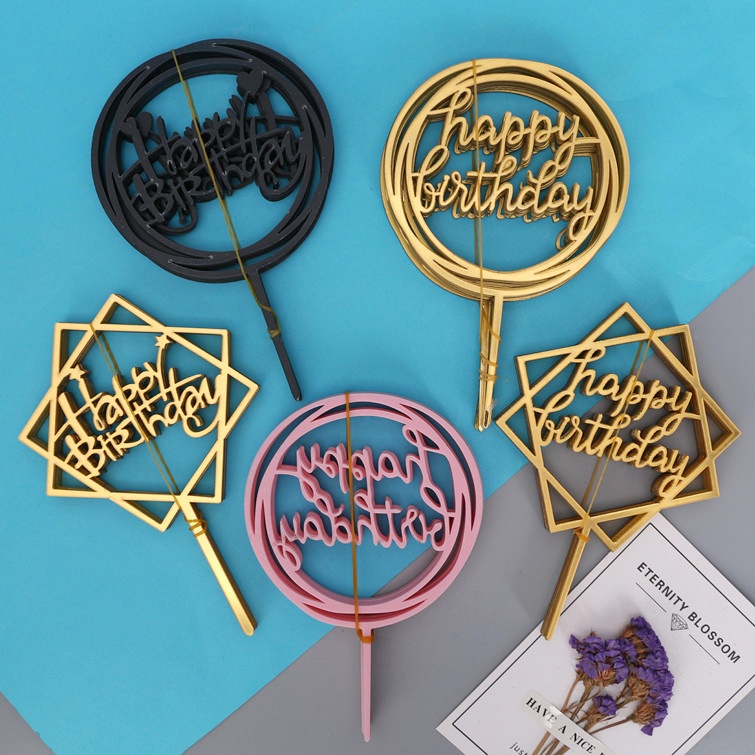 Set 10 Que Chữ Happy Birthday Bằng Nhựa Dùng Để Trang Trí Bánh Kem