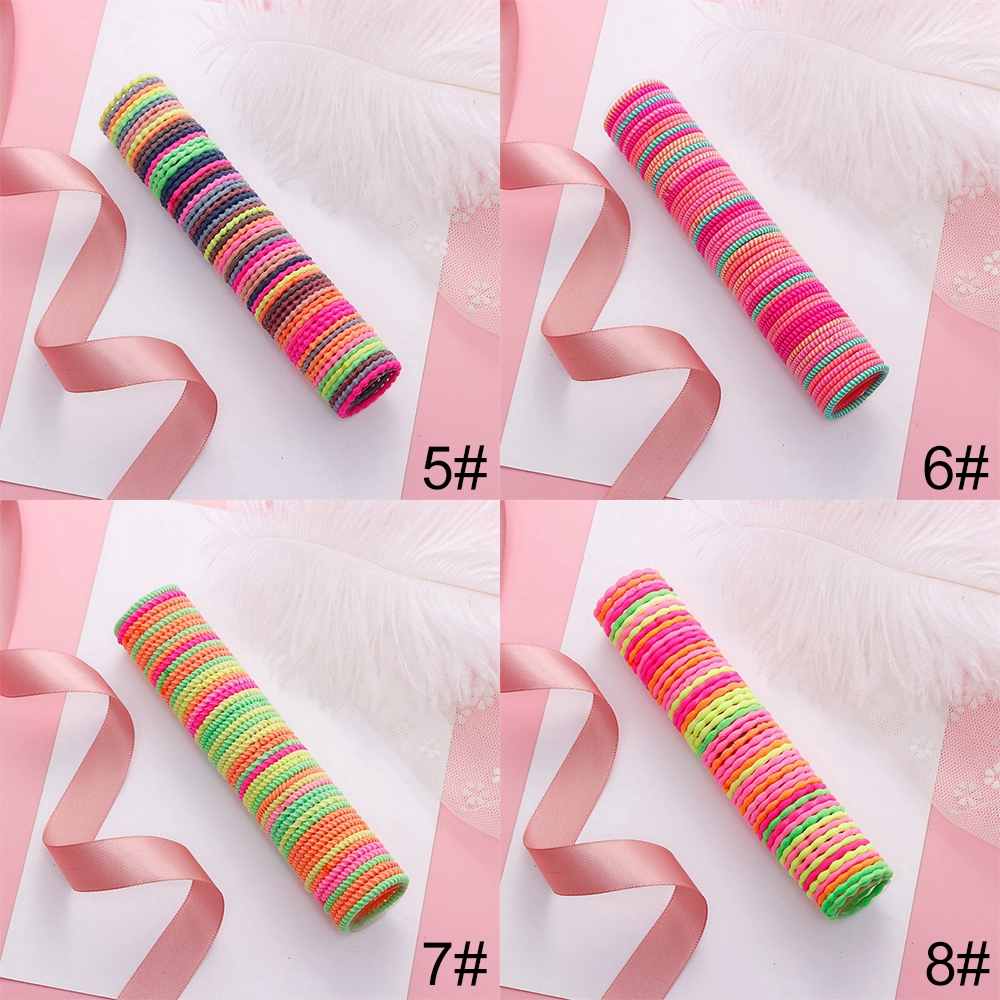 Set 50 thun cột tóc bằng cao su nhiều màu kiểu hàn quốc dễ thương cho bé
