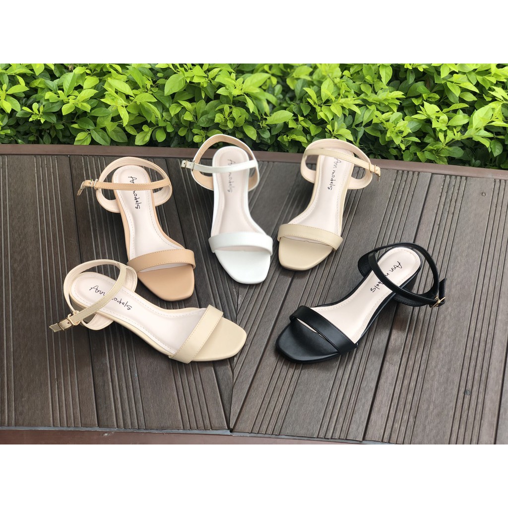 Giày sandal nữ cao gót 3 phân quai mảnh gót vuông mũi vuông thời trang hàn quốc đẹp cao cấp Ann models _A15