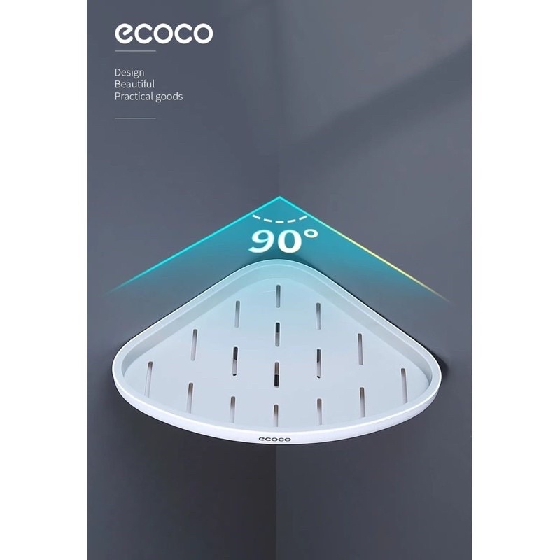 Kệ góc nhà tắm ECOCO, kệ góc tam giác dính siêu chắc k cần khoan tường mẫu mới