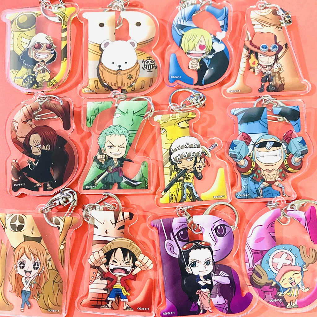 ( Mica trong acrylic ) Móc khóa in hình ONE PIECE ĐẢO HẢI TẶC ver CHỮ CÁI anime chibi xinh xắn