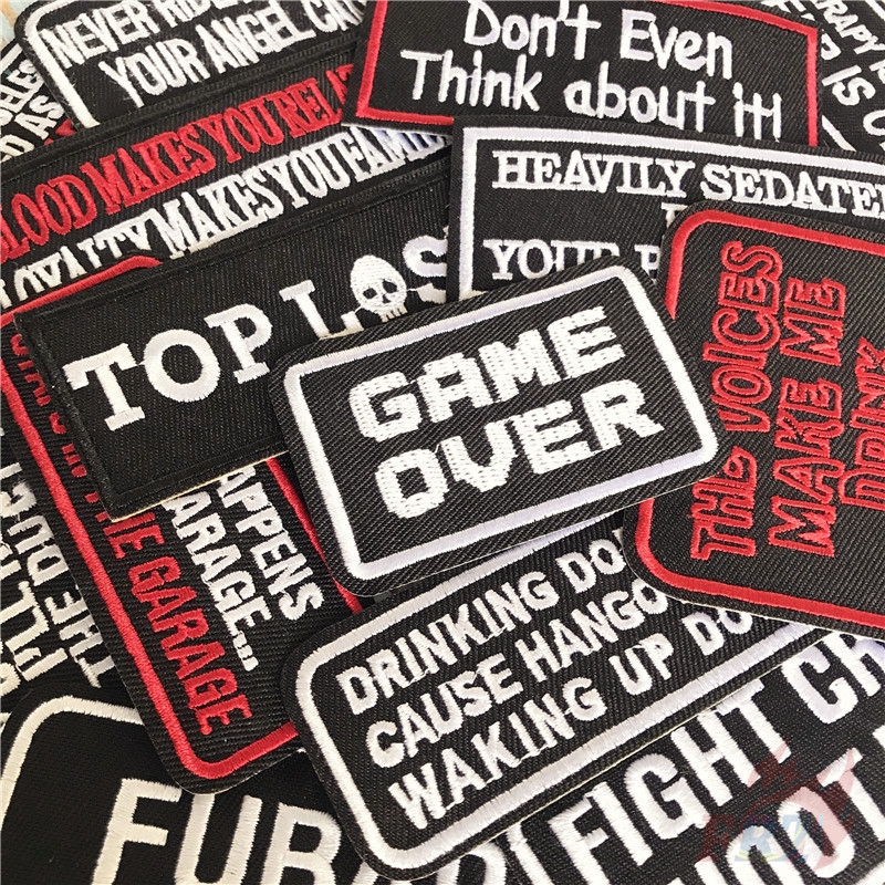 ☸ Ins - Miếng Vá Chữ Tiếng Anh Series 01 Slang ☸ 1 Sticker Ủi Thêu Hình Huy Hiệu
