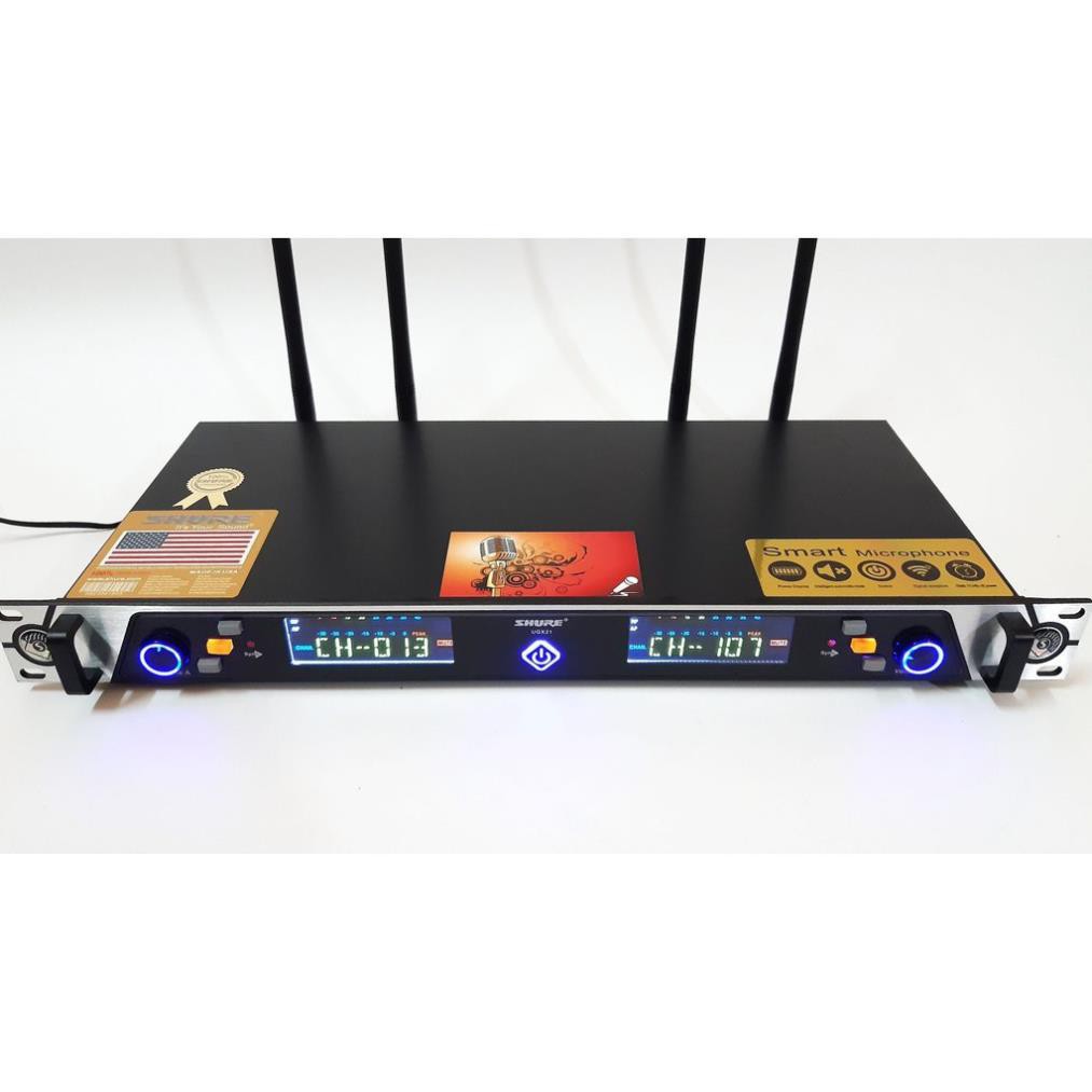 MICRO KARAOKE KHÔNG DÂY SHURE UGX-23 phiên bản 2021 MÊN ĐỎ CHÂN TÍM , 4 DÂU HÀNG CHÍNH HÃNG