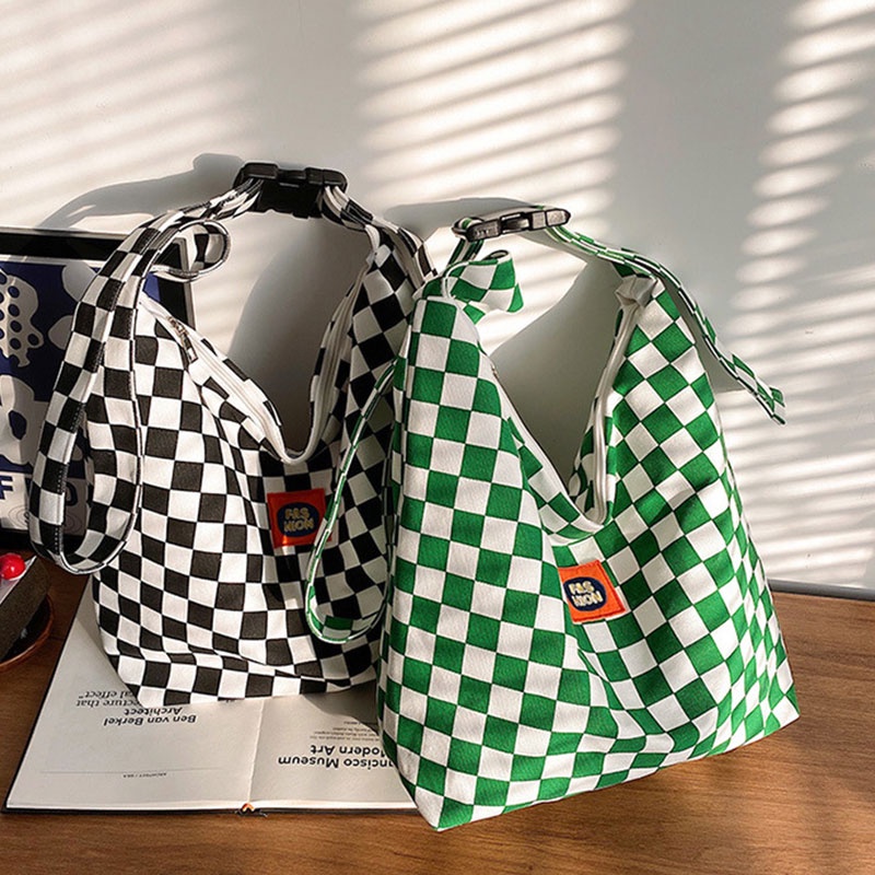 Túi xách YADOU vải canvas cỡ lớn kẻ sọc ca rô dễ thương cho nữ