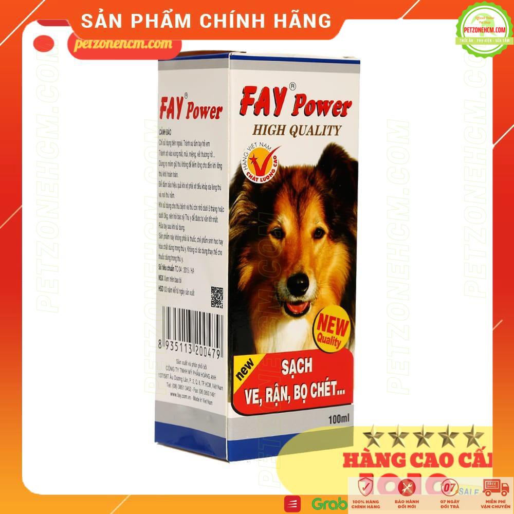 Diệt ve chó mèo  FREESHIP  FAY POWER 100ml Chai xịt trị ve | rận cho chó mèo | PetZoneHCM