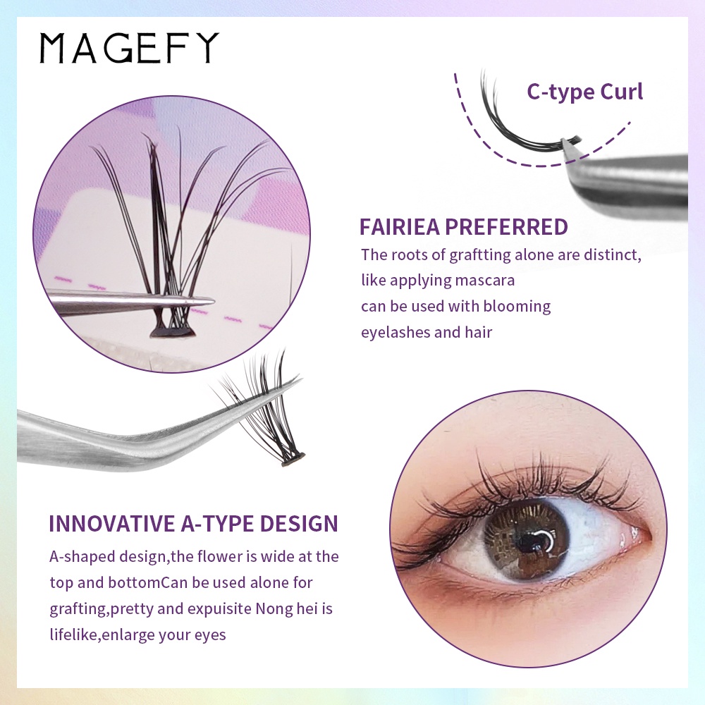 Set 240 lông mi giả MAGEFY 11-14mm cong dài tự nhiên
