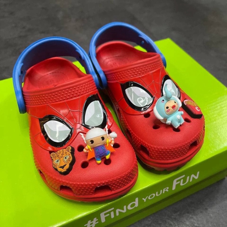 DEPCROSS Dép Cross cho bé trai Band Classic Croos Spider Man Kids Hàng Chính Hãng Size 24 Đến 35 - Tặng 6 sticker Suc bi