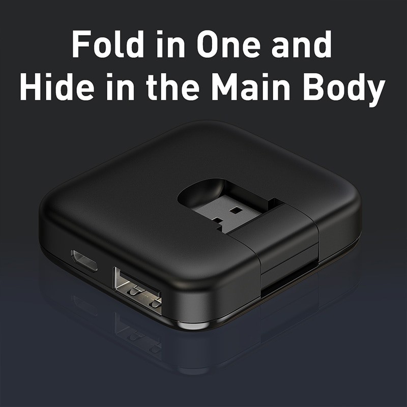 Bộ chia cổng USB Hub Baseus Fully folded mở rông 4 cổng USB cho Laptop, PC thiết kế sang trọng và gọn nhẹ