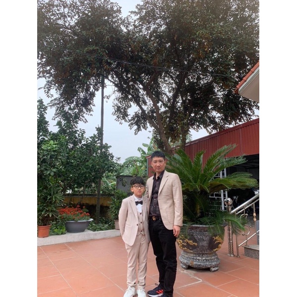 Bộ vest bé trai cao cấp SANRO KIDS màu kem