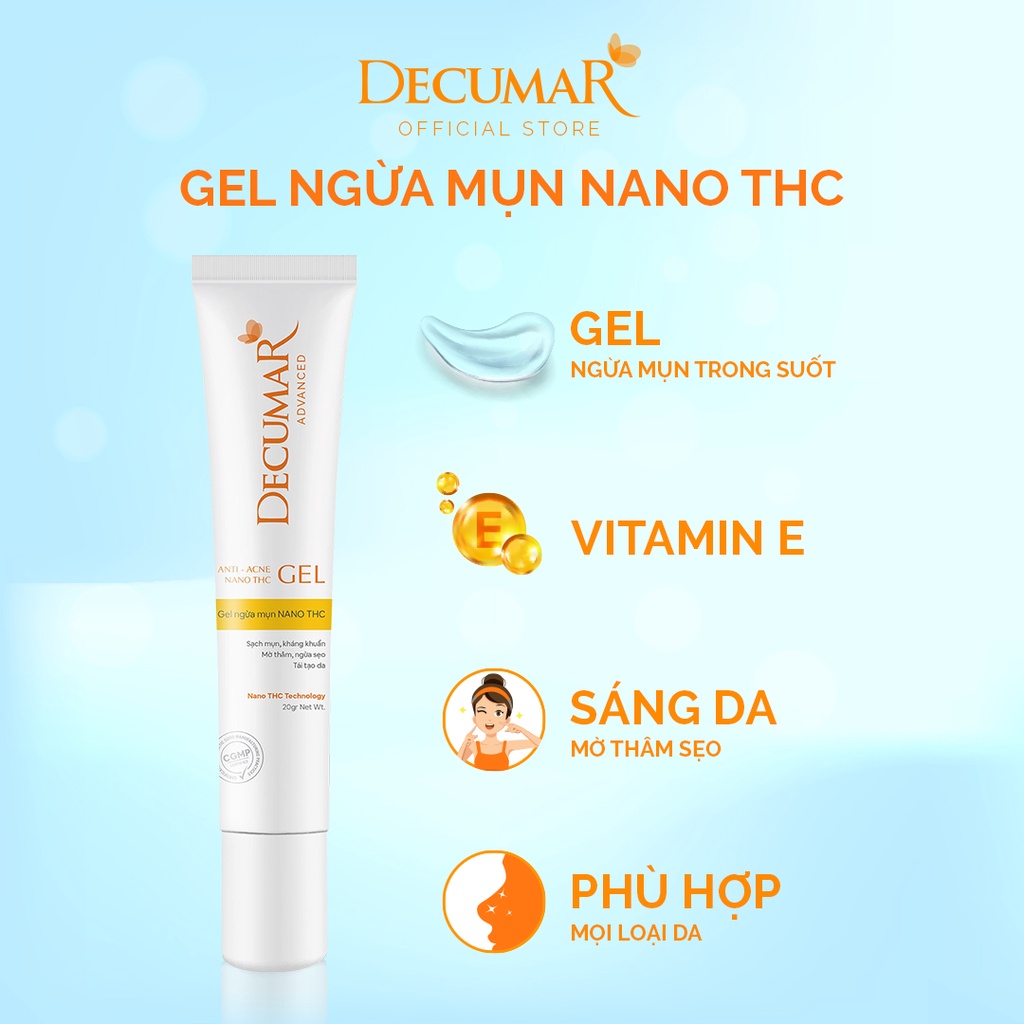 Gel mụn Nghệ trắng Decumar Advanced White 20gr giúp làm sạch sáng da thâm mụn