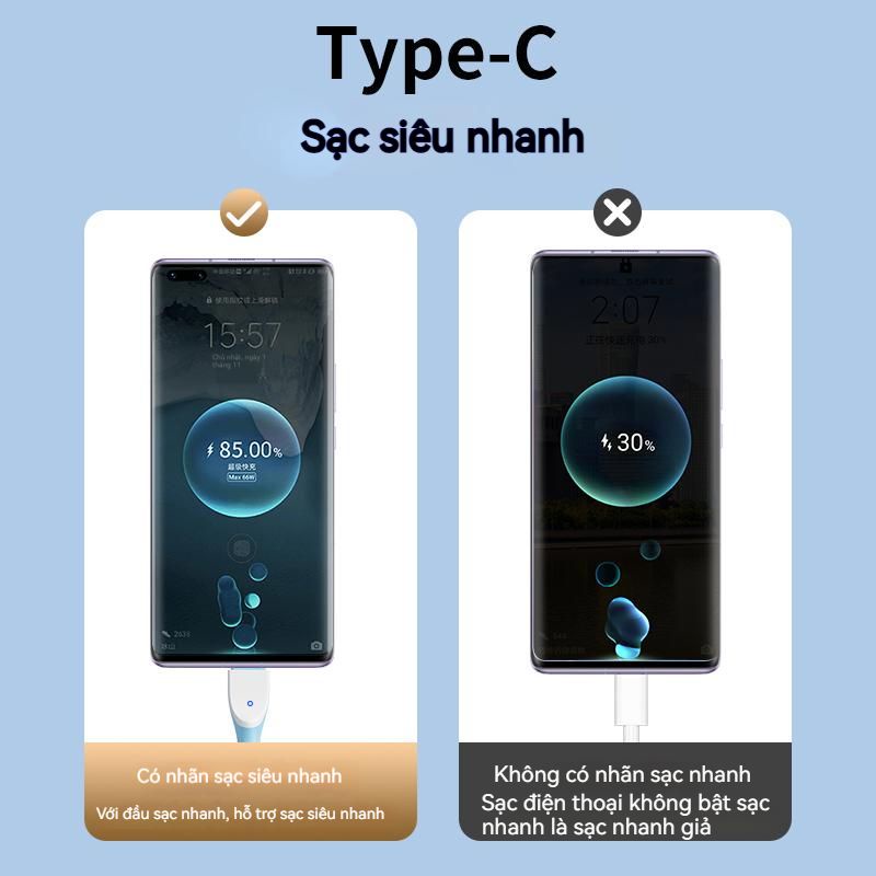 Dây Cáp Sạc Nhanh Loại c 6A Cho Samsung / vivo / oppo / Xiaomi Dài 2m