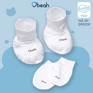 Set 2 đôi bao tay cho bé sơ sinh cao cấp Obeah, chất liệu petit mềm mịn kháng khuẩn tốt