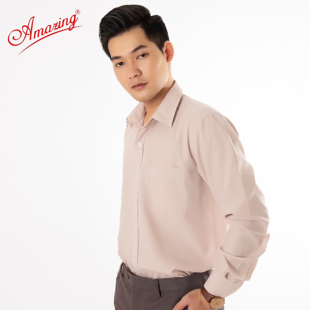 Áo sơ mi nam Amazing cao cấp, nhiều màu, nhiều size, vạt bầu, thân suông, tay dài, đường may tinh xảo