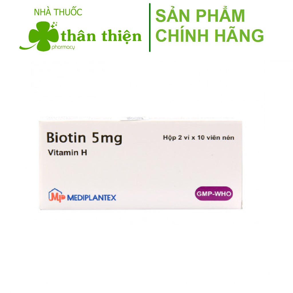 Biotin – Bổ sung vitamin H (B7), vitamin B5 cải thiện giúp tóc mọc nhanh, dày và móng khỏe, giảm gãy (Hộp 20 viên) | BigBuy360 - bigbuy360.vn