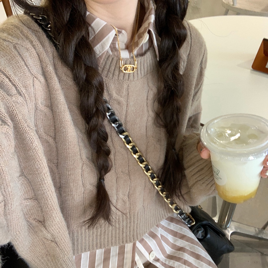 Áo sweater SUXI vải dệt kim tay dài cổ tròn màu sắc đơn giản phong cách Hàn Quốc thời trang mùa thu cho nữ