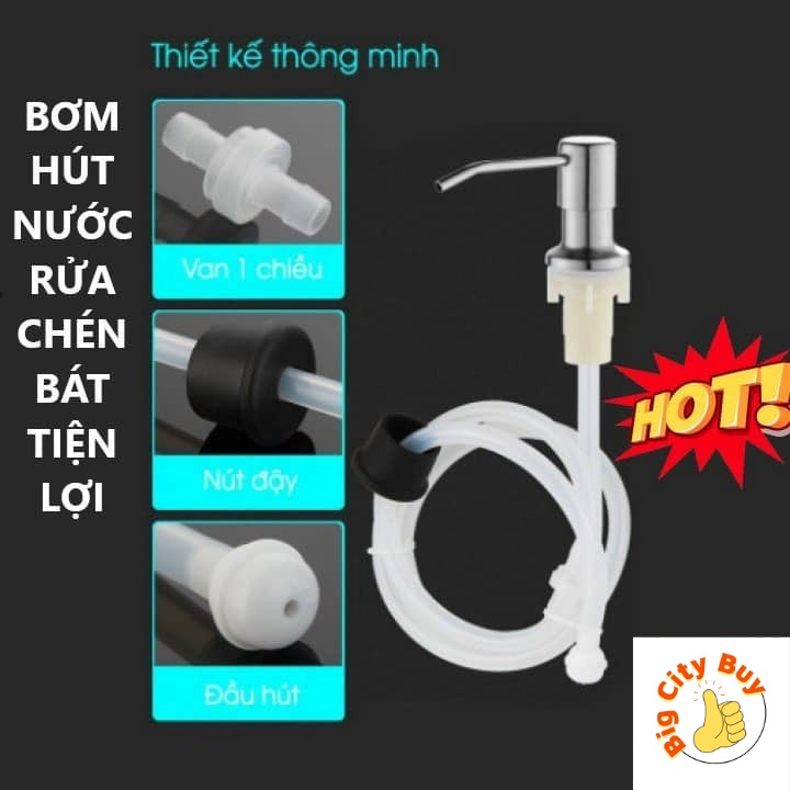 Bộ Vòi Bơm Hút Nước Rửa Bát, Hút Nước Rửa Chén Tiện dụng, Ống Dẫn Silicon Dài 1,2m BIGCITYBUY Chính Hãng