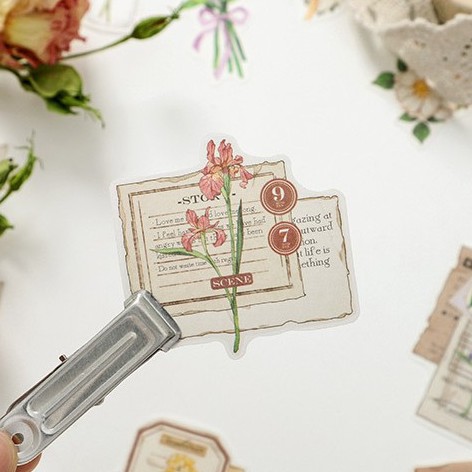Sticker - Set 30 Deco Sticker Được Thiết Kế Sẵn Chủ Đề Hoa Vintage Trang Trí Bullet Journals