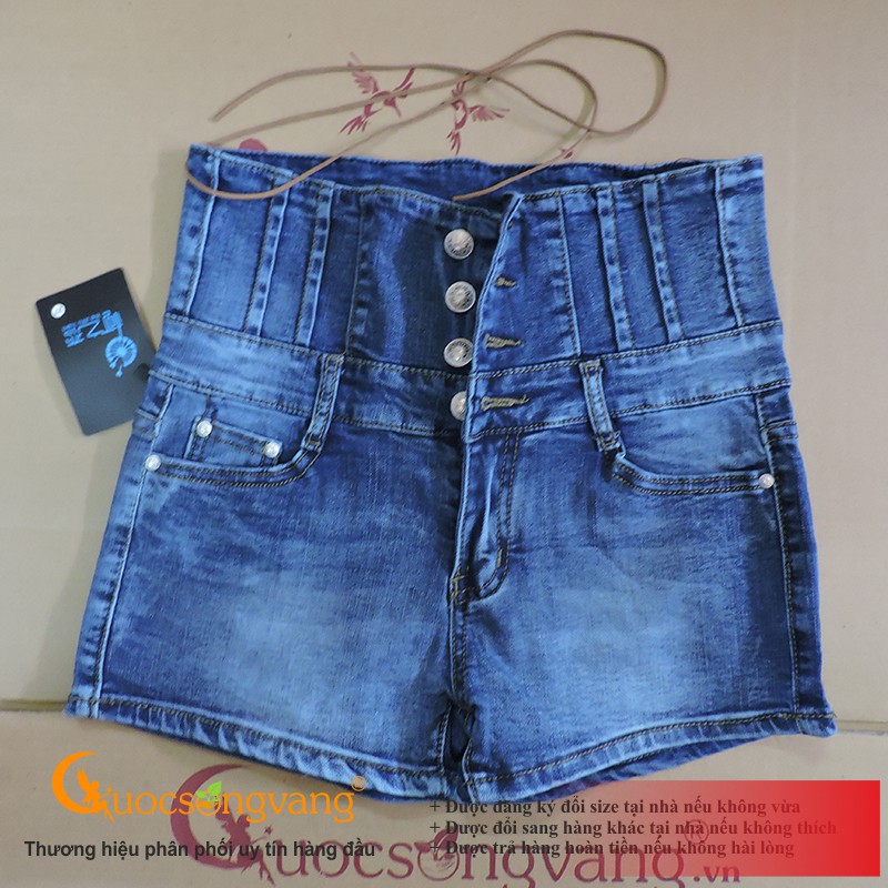 Quần nữ quần short jean nữ co giãn lưng cao nhiều nút GLQ031 Cuocsongvang