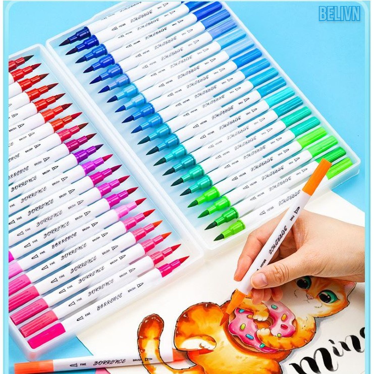 Bút Marker đầu Brush 48/72/100 màu chuyên dùng vẽ tranh hoạt hình, phong cảnh