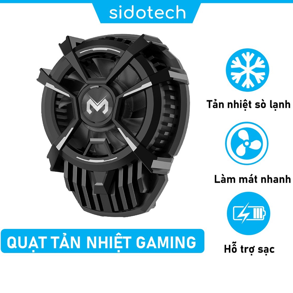 Quạt tản nhiệt điện thoại Sidotech DL07 sò lạnh có đèn led đổi màu giúp giảm giật lag tăng fps khi chơi game