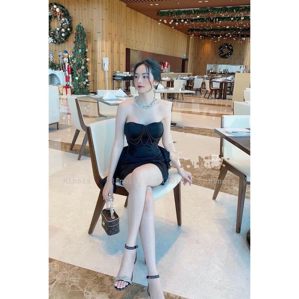 [HINOIS213] Đầm Dự Tiệc Body Cúp Ngực, Có Vạt Cách Điệu Bên Hông Cực Sang Chảnh Sexy Chất Liệu X-Neo, 2 Màu Trăng-  Đen | BigBuy360 - bigbuy360.vn