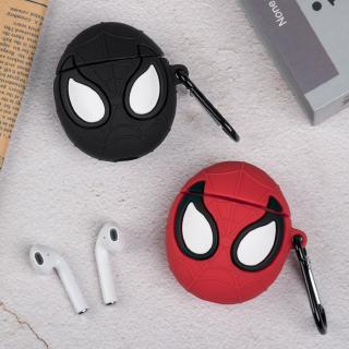Vỏ bảo vệ hộp sạc họa tiết hoạt hình Spiderman bằng silicon có móc cho tai nghe không dây Airpods 1 2