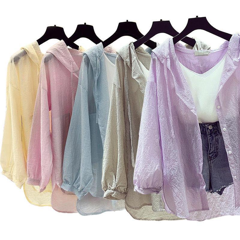 Áo Khoác Cardigan Dài Tay Siêu Mỏng Nhẹ Chống Tia Uv Có Mũ Trùm Thời Trang Đi Biển Mùa Hè Cho Nữ