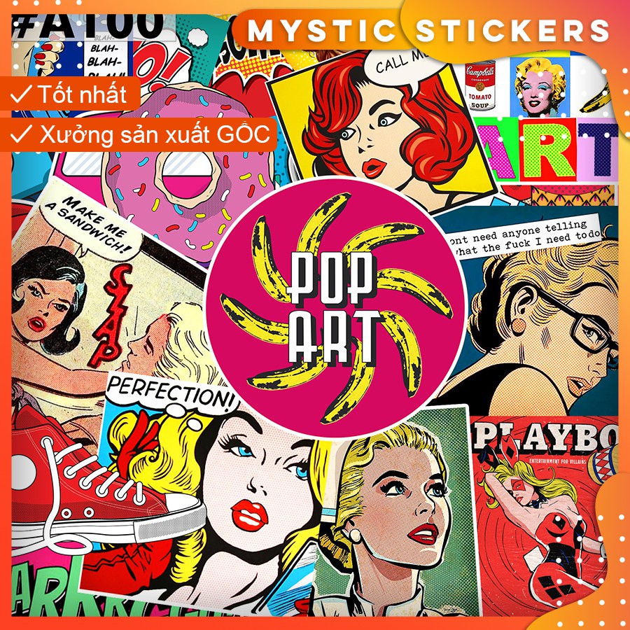 [RETRO COMIC] 122 Sticker chống nước/dán laptop mũ bảo hiểm vali...