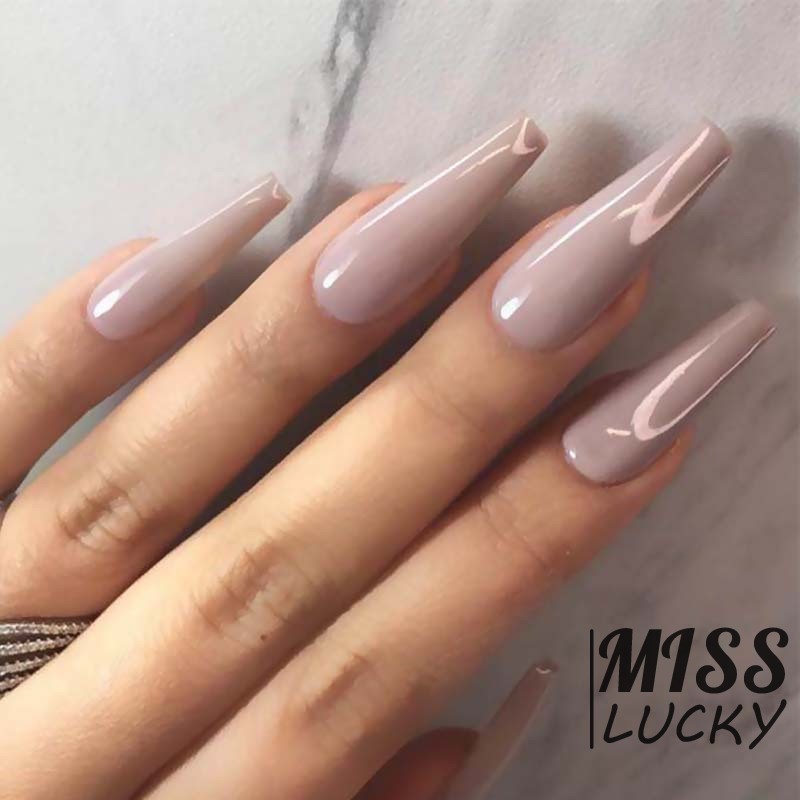 VN Set 24 Móng Tay Giả Màu Trơn Thời Trang Cho Nữ