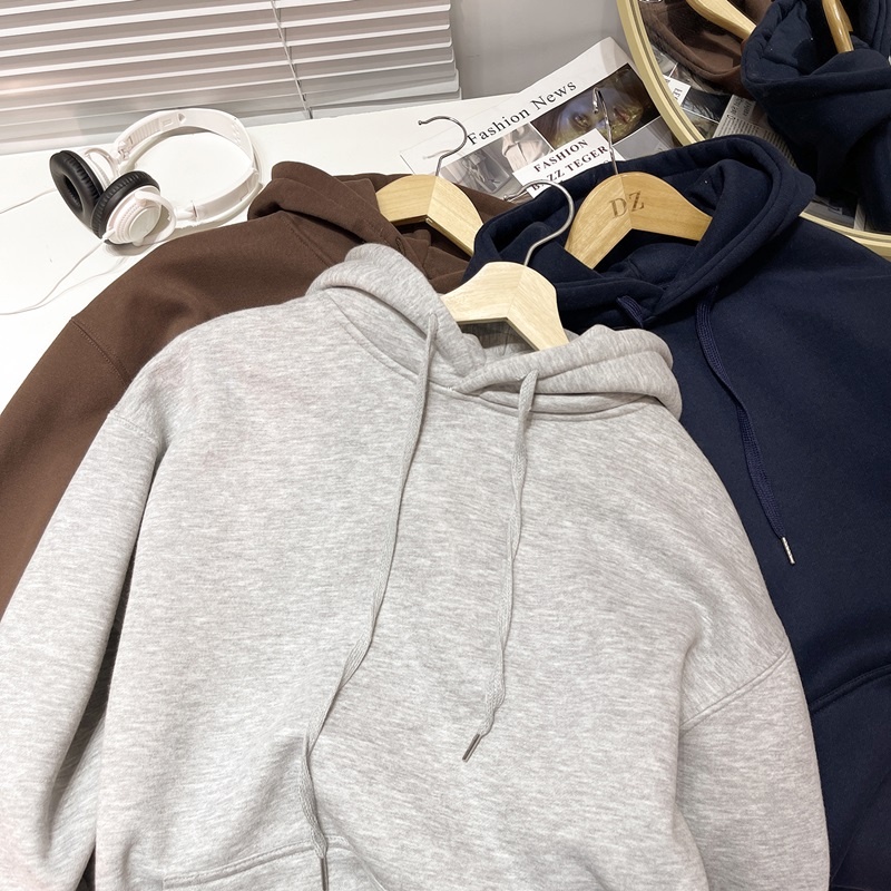 Áo Hoodie Trơn 2 Lớp Dày Dặn Phối Túi Kèm Dây Dip Bọc, Nỉ Ngoại Mịn Cao Cấp Phong Cách Unisex Trẻ Trung