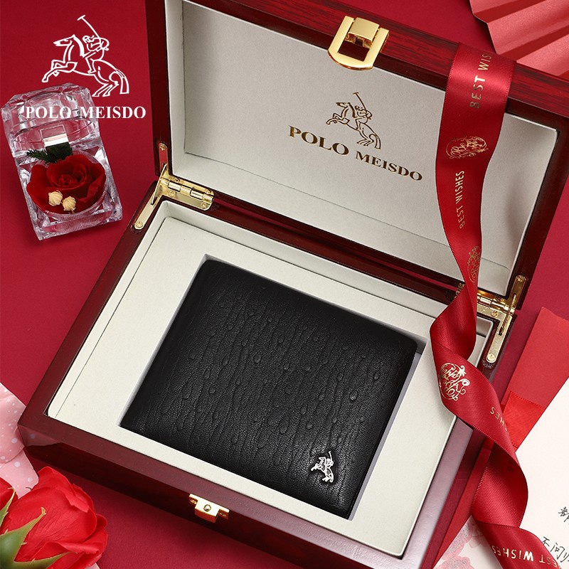 Ví Da Nam POLO MEISDO Cao Cấp, Bóp Nam Ngang Full Hộp Và Túi Xách Giấy Hãng Sang Trọng Làm Quà Tặng PL32