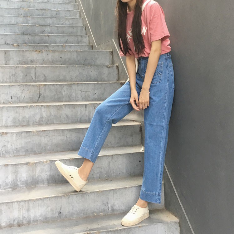 Quần culottes jeans ống suông (Sẵn đen L)