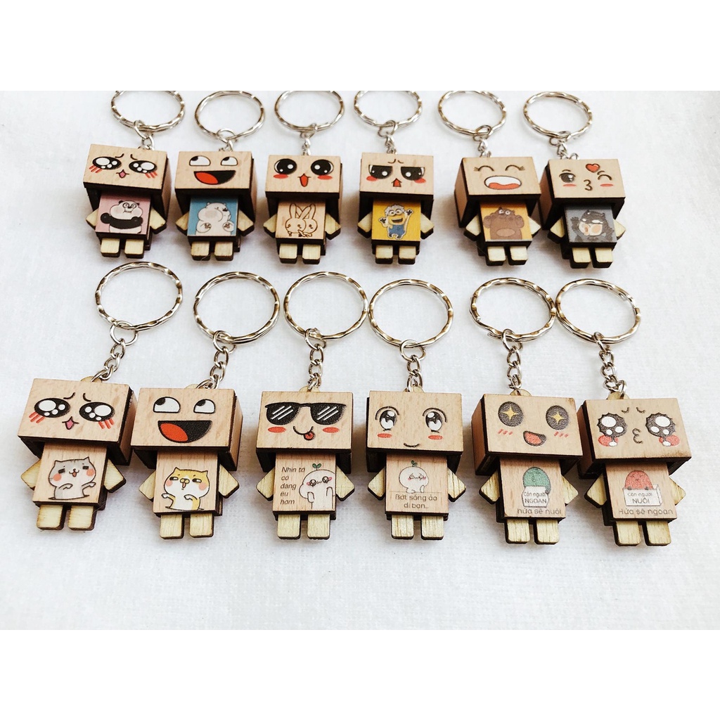Móc khóa Danbo những câu trendy bằng gỗ dễ thương