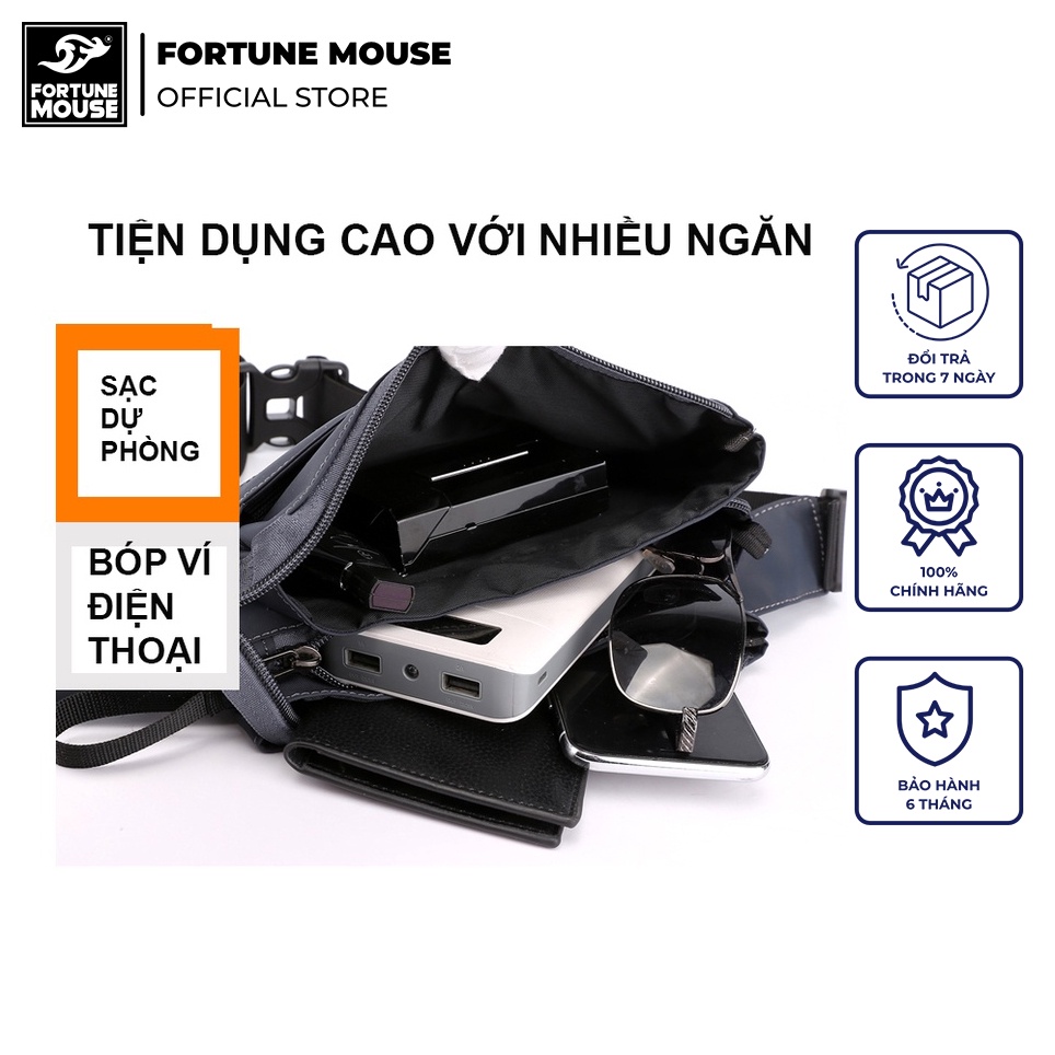 Túi đeo chéo và đeo bụng Fortune Mouse thời trang Hàn Quốc vải dù FB130