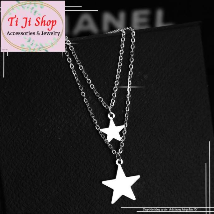 DÂY CHUYỀN INOX NGÔI SAO HAI TẦNG ĐẸP, KHÔNG ĐEN