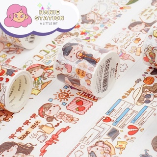 Hanie Chiết 100cm Băng Keo Nhãn Dán Washi Tape Nhiều Hình Dùng Để Trang Trí Sổ DIY